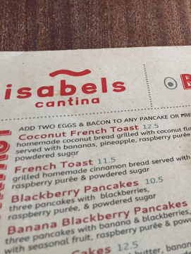 Isabel's Cantina menu